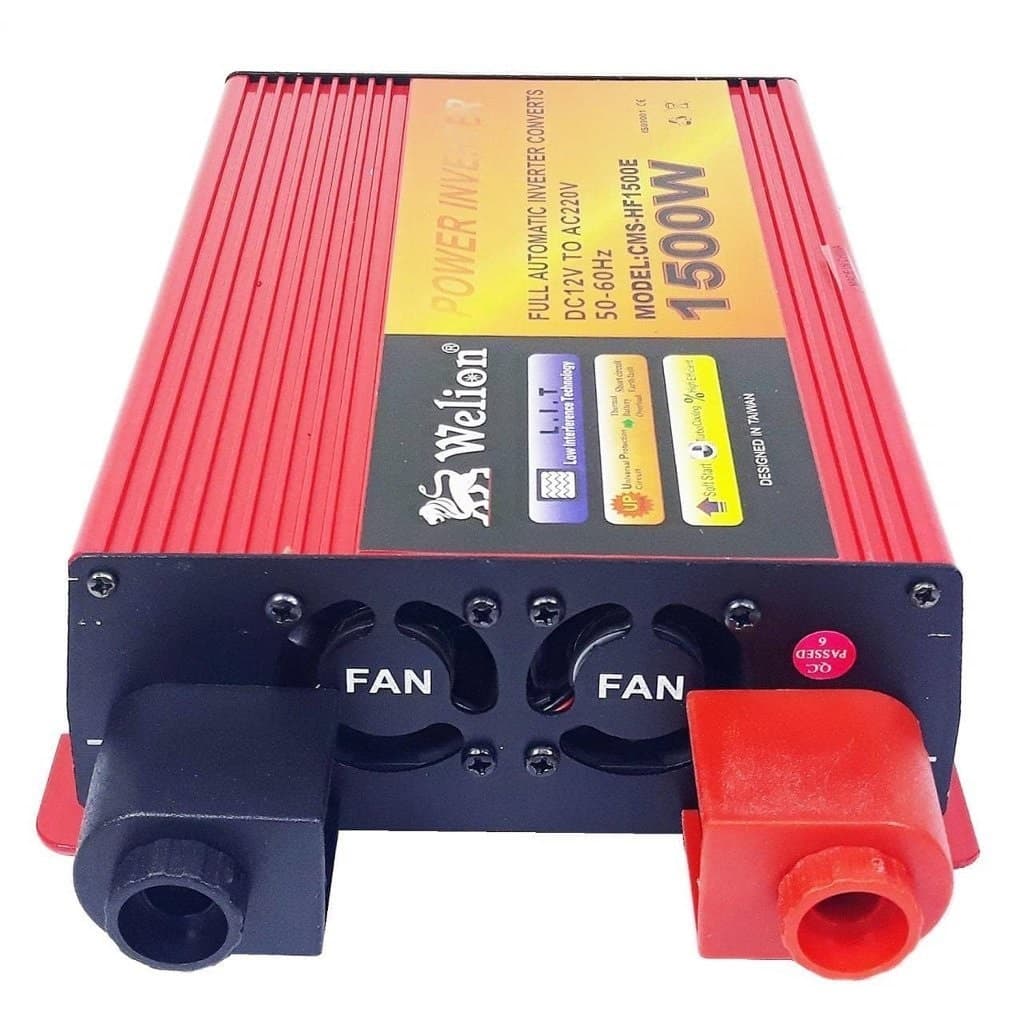 مبدل برق خودرو ویلیون قرمز 12V-TO-220V-1500W — تصویر ۴