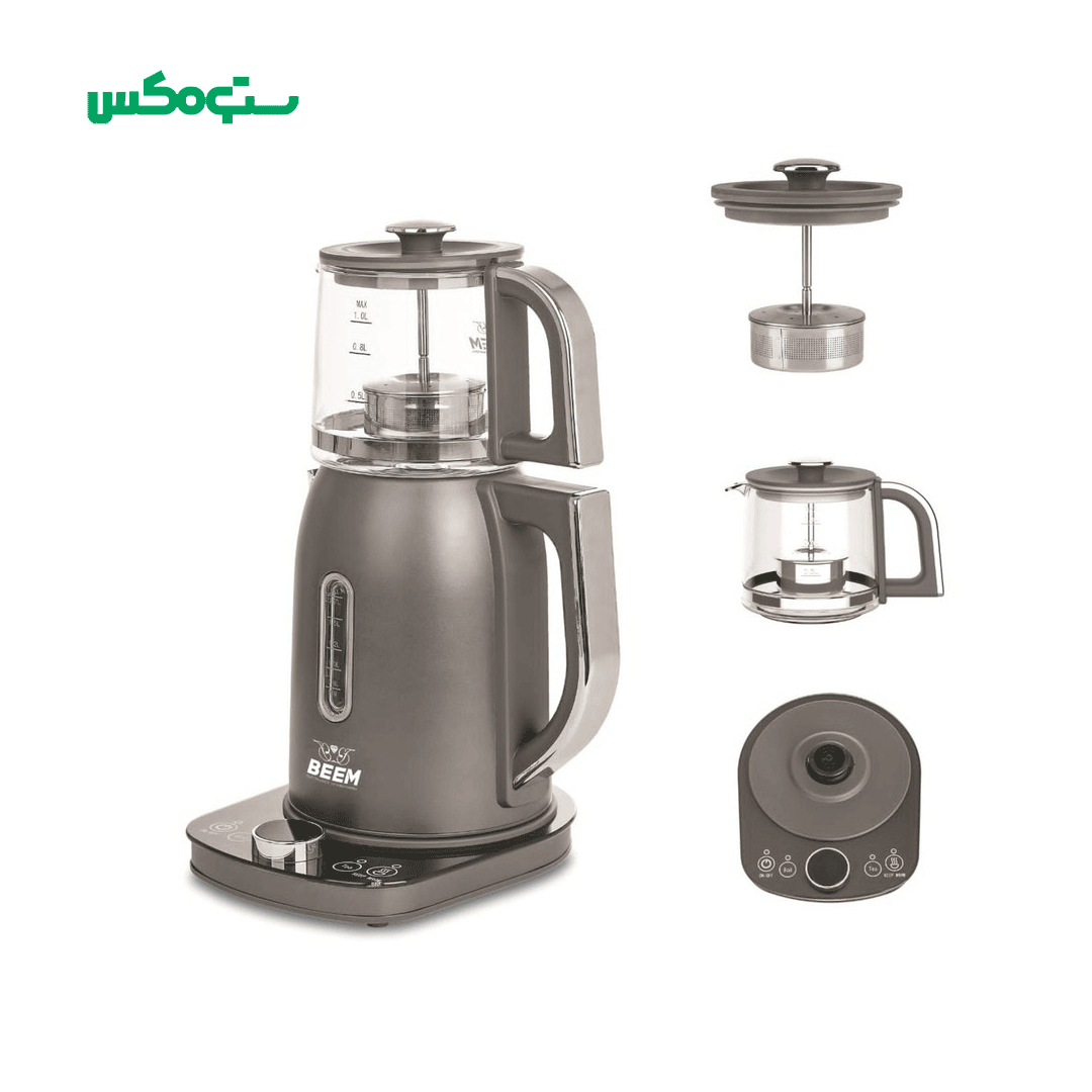 چای ساز روهمی بیم BEEM استیل با پایه شیشه ای کد TM2817 — تصویر ۷