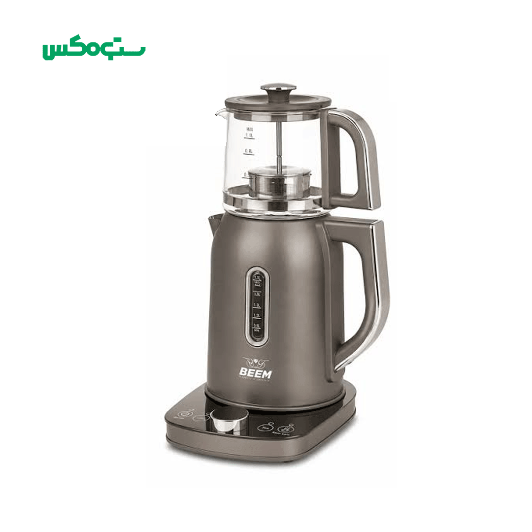 چای ساز روهمی بیم BEEM استیل با پایه شیشه ای کد TM2817 — تصویر ۳