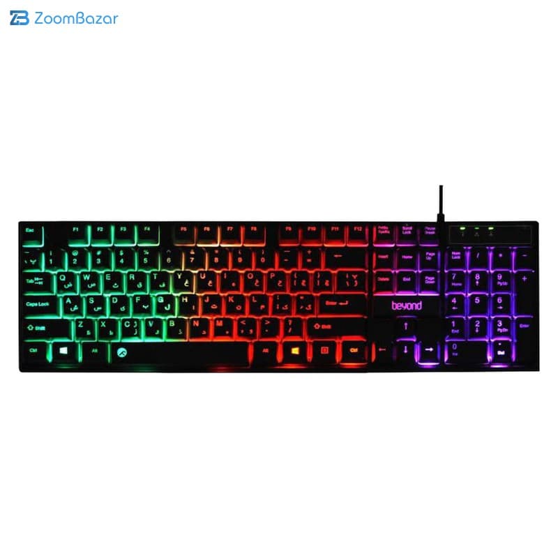 کیبورد بیاند مدل BK-7120 RGB، سوئیچ ممبران، Full-Size، نورپردازی LED RGB — تصویر ۴