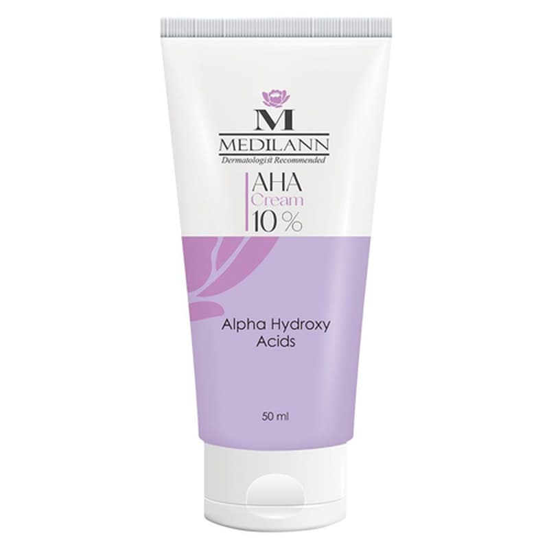 کرم لایهبردار حاوی AHA 10% مدیلن / Medilann مدل AHA 10 مناسب برای انواع پوست جهت لایهبرداری و روشنکنندگی حجم 30 میلیلیتر — تصویر ۲