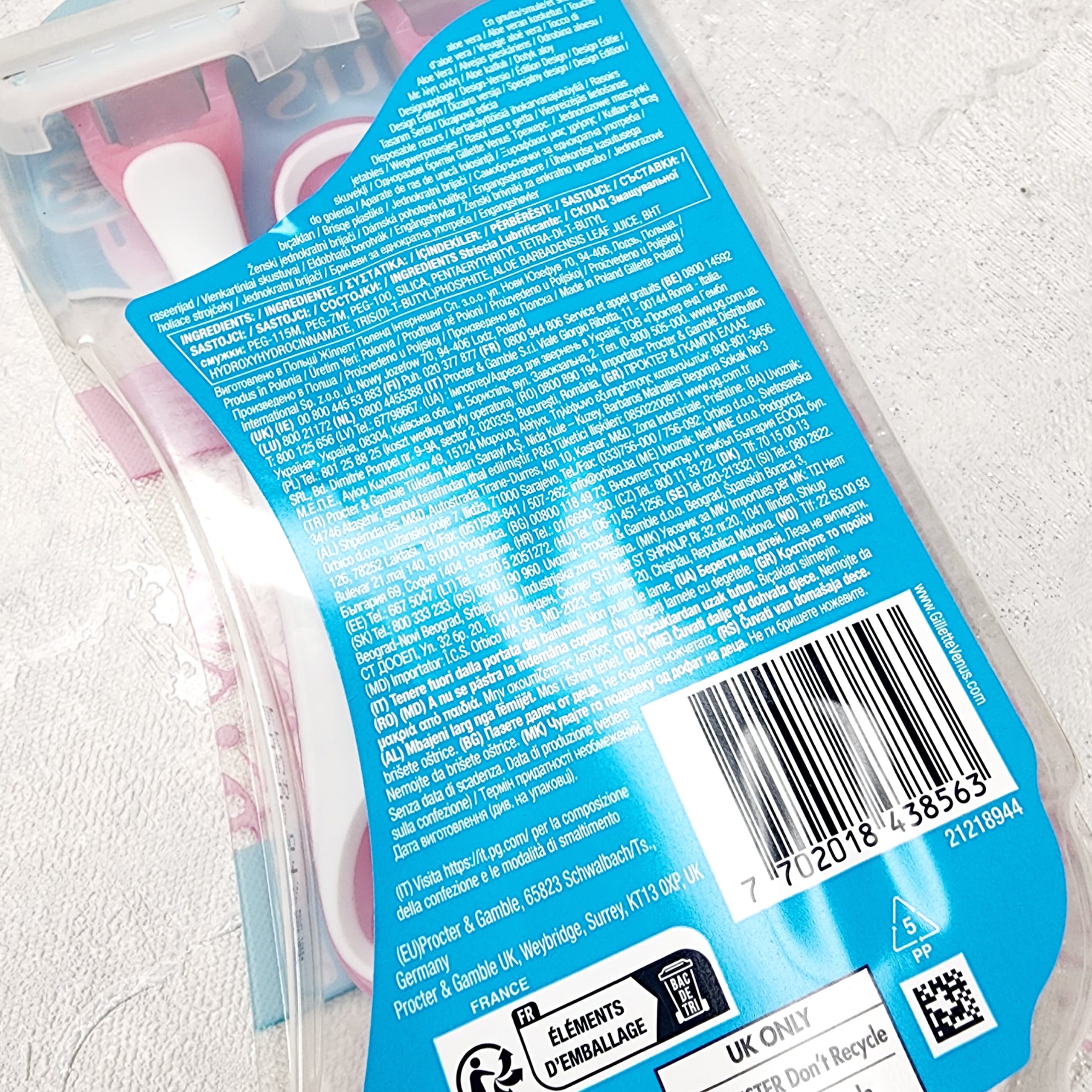 تیغ ژیلت ونوس 3 لبه Gillette Venus Treasures بسته 3 عددی — تصویر ۳