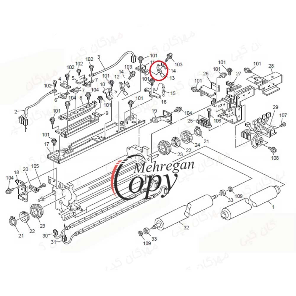 ترمیستور کپی ریکو آفیشیو Ricoh Aficio AF-2075/MP8000 فابریک (کد 0132) — تصویر ۹