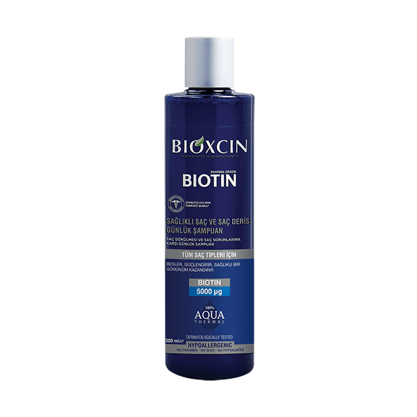 شامپو ضد شوره و ضد ریزش بیوکسین Bioxcin مدل بیوتین biotin حجم 300 میلی لیتر — تصویر ۲