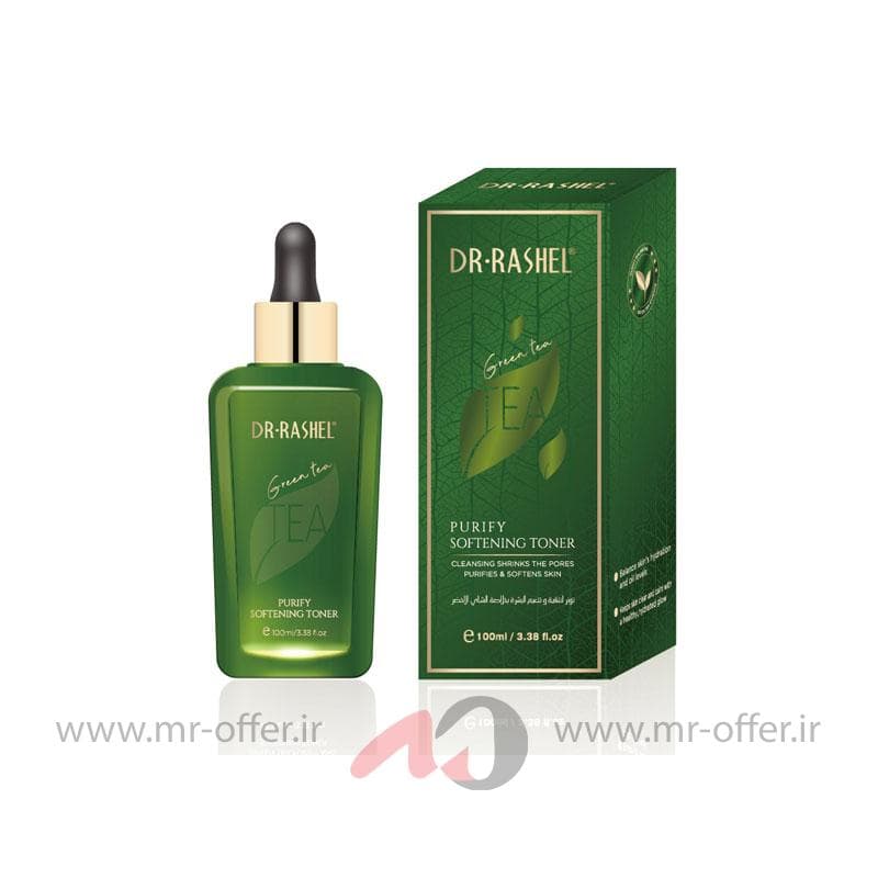 تونر صورت چای سبز دکتر راشل اورجینال رفع کک و مک 100میل DR RASHEL Green Tea Purify Softening Toner — تصویر ۱۲