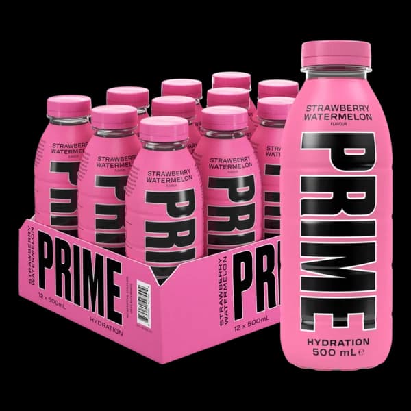 باکس نوشیدنی انرژی زا پرایم توت فرنگی هندوانه Prime energy drink strawberry watermelon box — تصویر ۲
