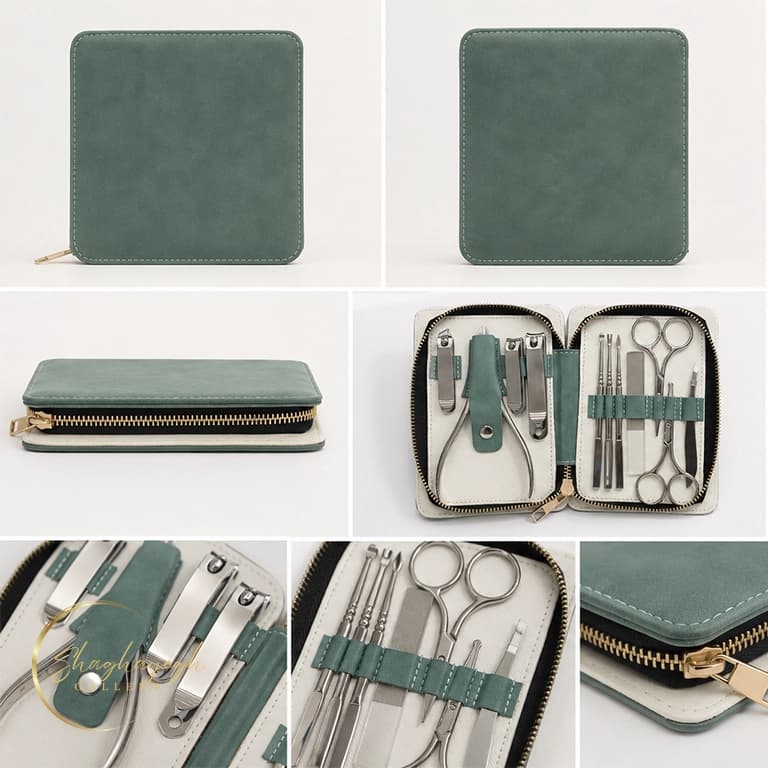 ست مانیکور و پدیکور حرفهای کیفدار سبز ابرنگی 11 تکه Professional Manicure Pedicure Set 11pcs — تصویر ۵