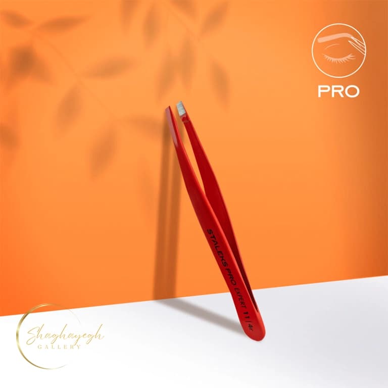 موچین اصلاح و فرمدهی ابرو سرکج استالکس پرو اکسپرت ۱۱ مدل 4r قرمز Staleks Pro Expert 11 4r Slant Eyebrow Tweezers Red — تصویر ۹