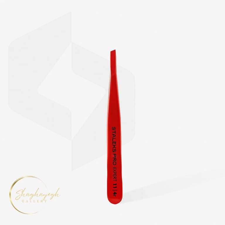 موچین اصلاح و فرمدهی ابرو سرکج استالکس پرو اکسپرت ۱۱ مدل 4r قرمز Staleks Pro Expert 11 4r Slant Eyebrow Tweezers Red — تصویر ۸