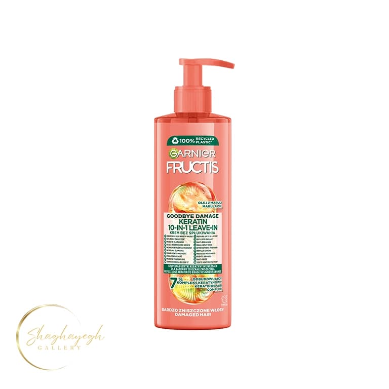 کرم مو ترمیمکننده و ضد آسیب گارنیر فروکتیس گودبای دمیج ۴۰۰ میل Garnier Fructis Goodbye Damage Keratin 10 In 1 Leave In Cream 400ml — تصویر ۳