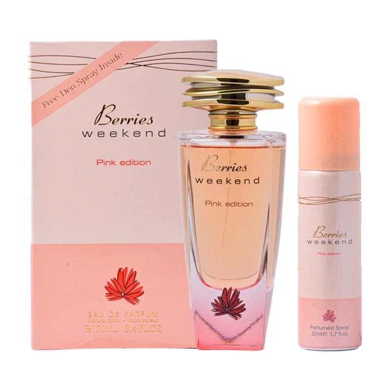ادو پرفیوم زنانه فراگرنس ورد مدل بریز ویکند پینک ادیشن Berries Weekend Pink حجم 100 میلیلیتر + اسپری رایگان — تصویر ۴