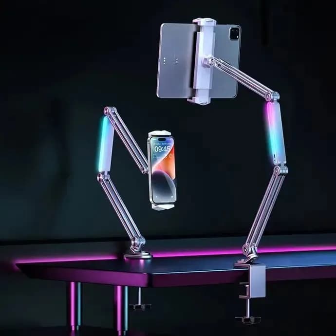 پایه نگهدارنده موبایل و تبلت پرودو مدل PD-LFST051 با بازوی متحرک و نور RGB — تصویر ۱۱
