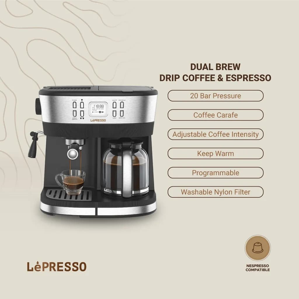 دستگاه قهوه و اسپرسوساز dual brew لپرسو مدل LPCFFM0002 — تصویر ۵