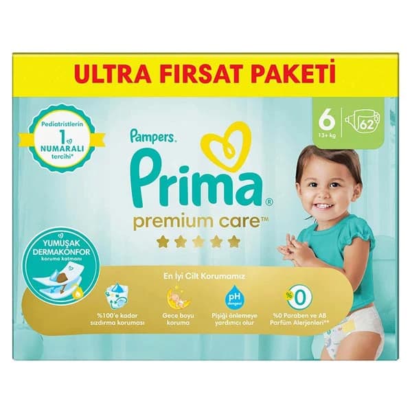 پوشک پریما سفید شماره 6 تعداد 35 تایی