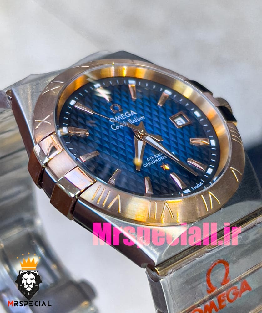 ساعت امگا مردانه مدل کانسلیشن دو رنگ رزگلد صفحه ابی OMEGA Constllation 020952 — تصویر ۱۲