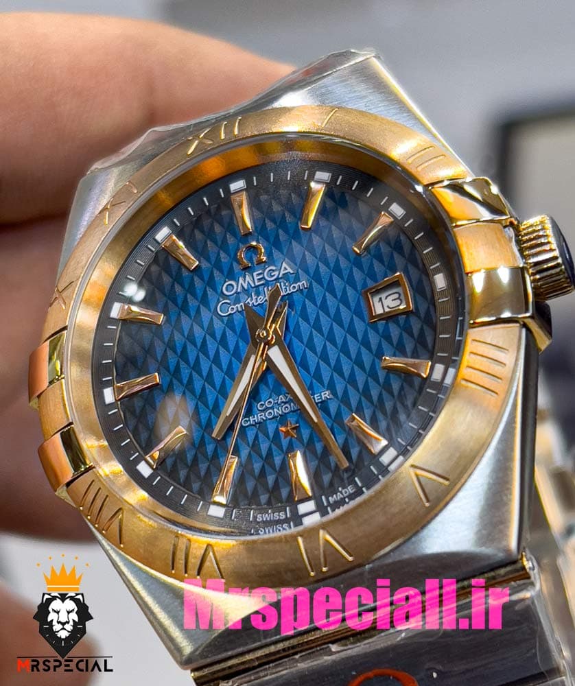 ساعت امگا مردانه مدل کانسلیشن دو رنگ رزگلد صفحه ابی OMEGA Constllation 020952 — تصویر ۴