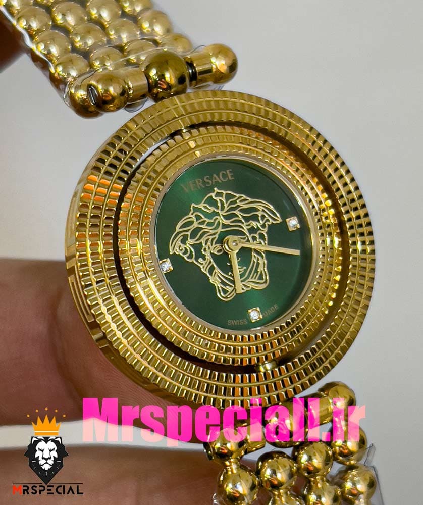ساعت ورساچه زنانه کوارتز طلایی صفحه سبز قاب متحرک 020886 VERSACE — تصویر ۱۰