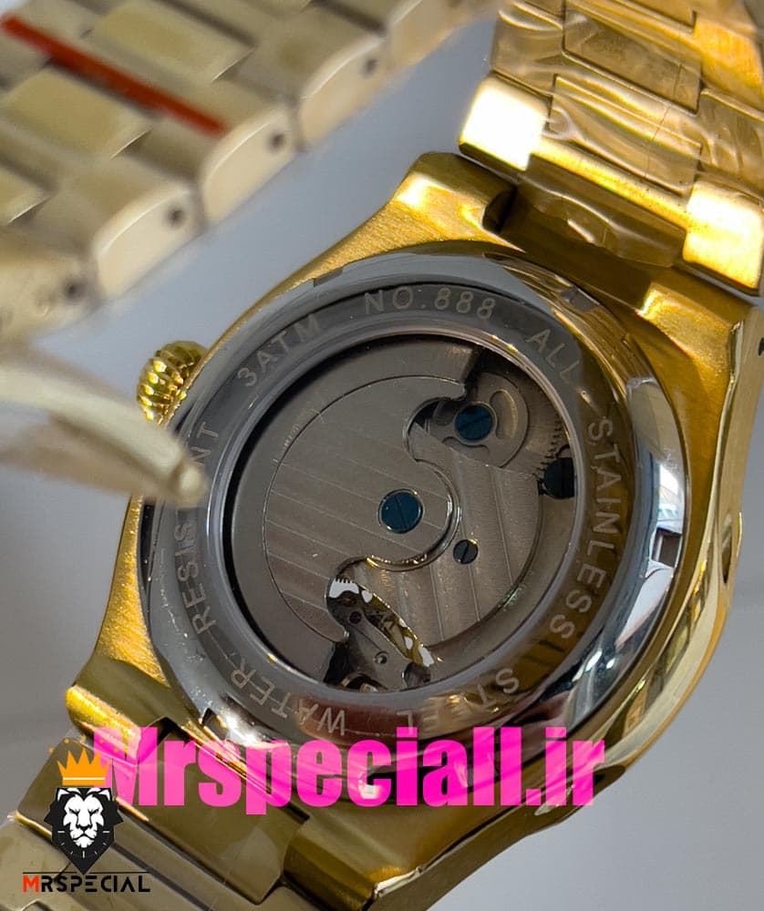 ساعت پتک فیلیپ مردانه مدل ناتیلوس اتومات طلایی صفحه سبز Patek Philippe NUATILOS 020878 — تصویر ۷