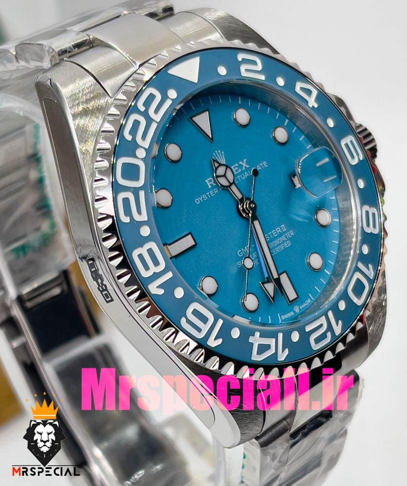 ساعت رولکس مردانه مدل جی ام تی مستر کوارتز استیل صفحه تیفانی 020838 ROLEX GMT MASTER — تصویر ۴