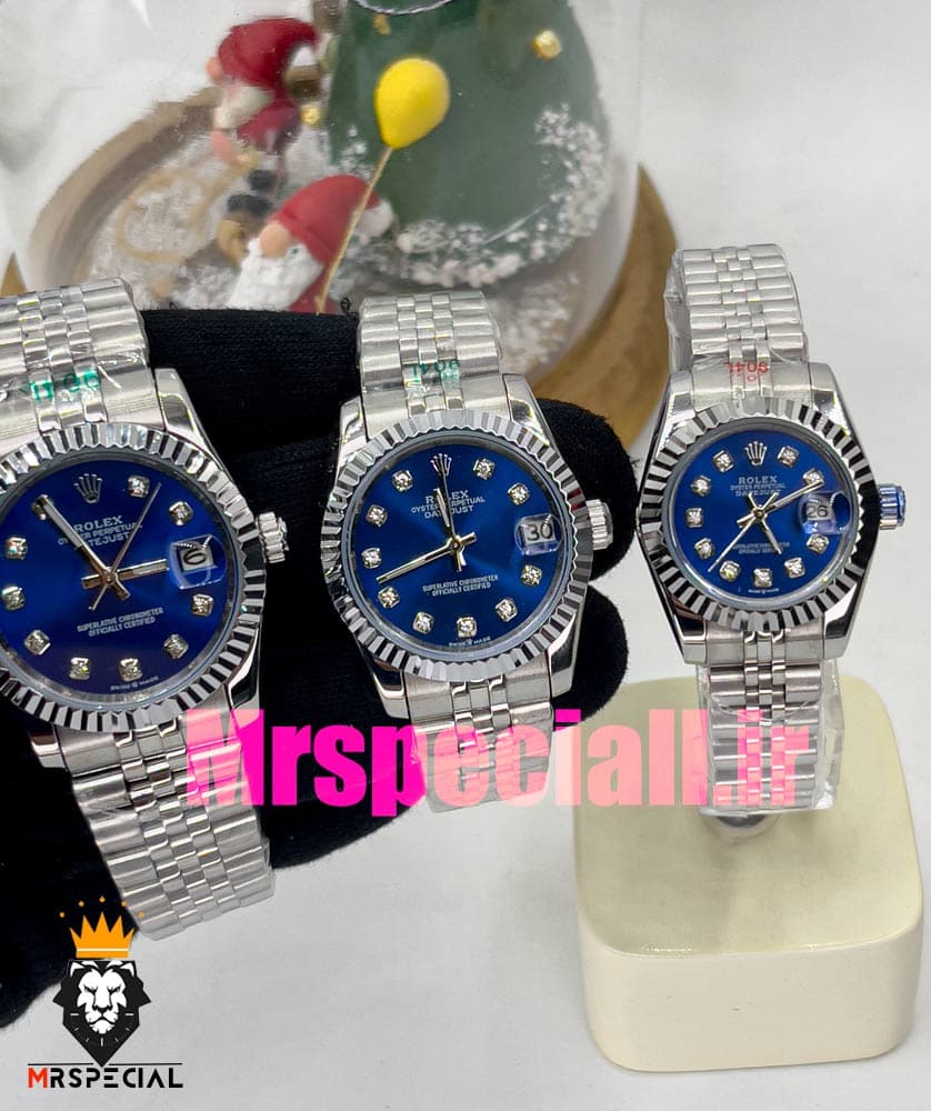 ساعت ست رولکس مردانه و زنانه دیت جاست کوارتز استیل صفحه ابی 020836 ROLEX DATEJUST — تصویر ۳