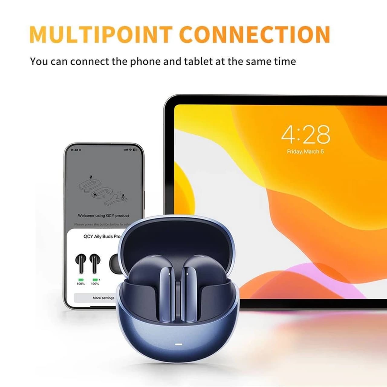 ایرفون بی سیم QCY مدل AilyBuds Pro Plus – آبی (گارانتی شش ماهه شرکتی) — تصویر ۸