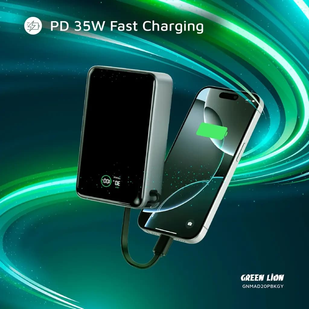 پاوربانک ۲۰۰۰۰ میلی آمپری گرین لاین Green Lion Madrid 20 Power Bank 20000mAh PD 35W — تصویر ۸