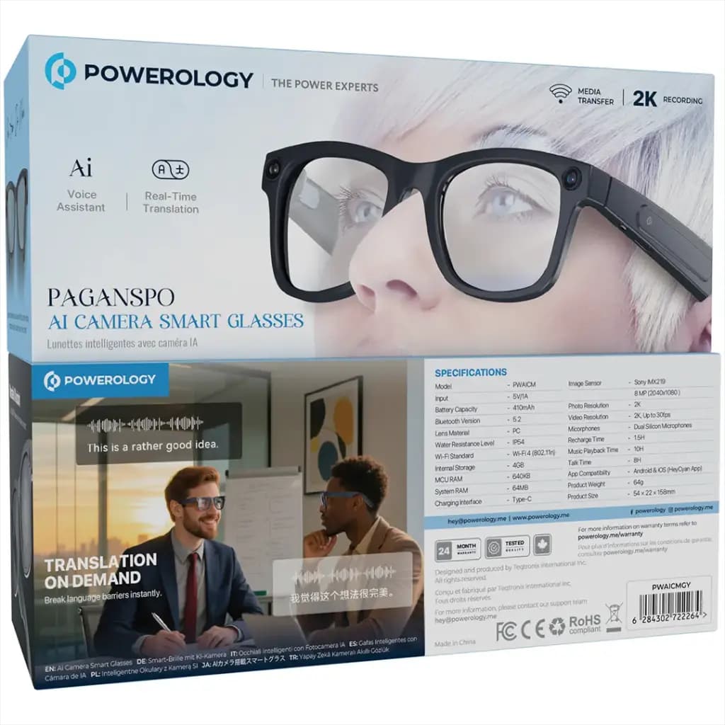 عینک هوشمند پاورولوژی Powerology Paganspo AI Camera Smart Glasses — تصویر ۸