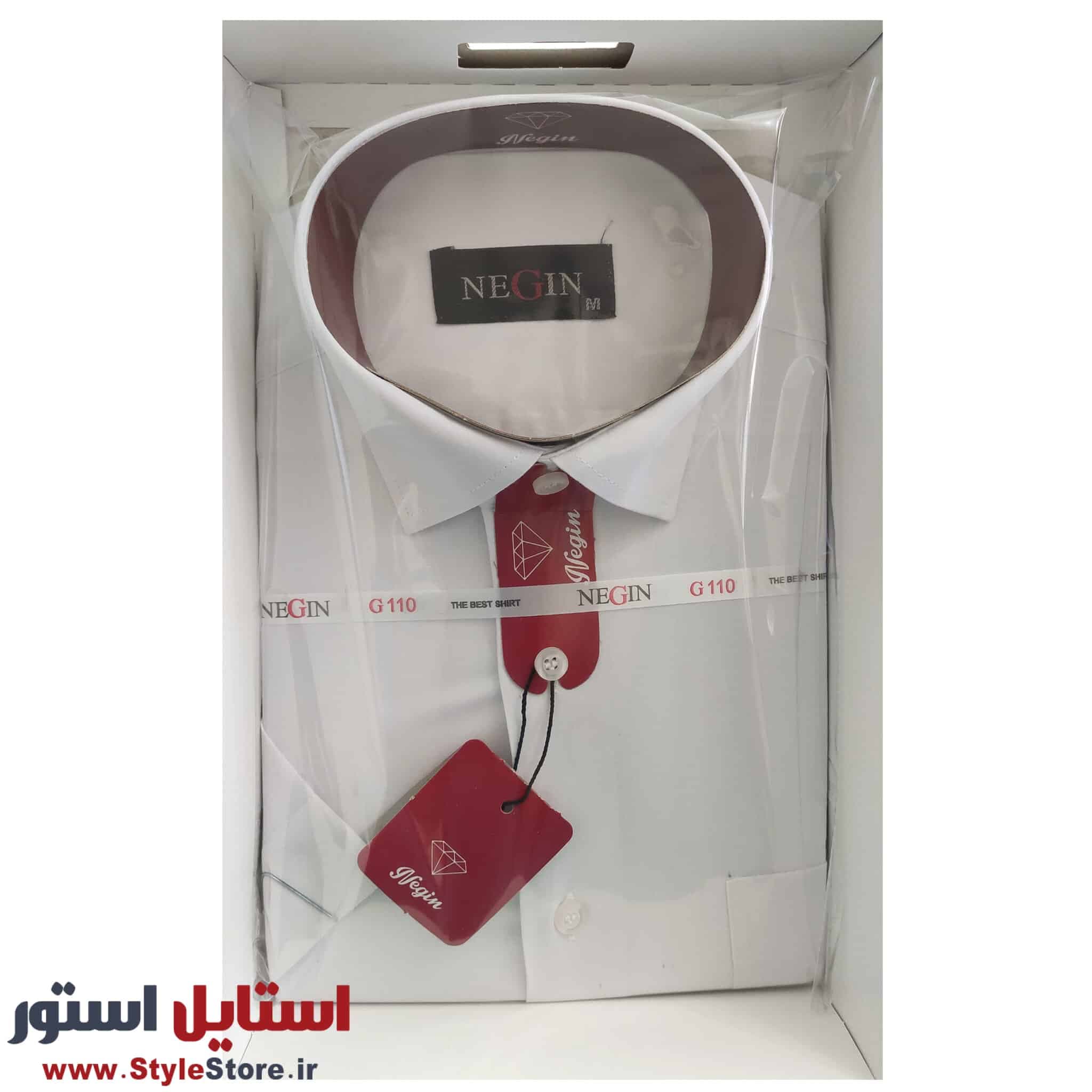 پیراهن آستین کوتاه مردانه نگین کد DAK-20845 رنگ سفید — تصویر ۱۰