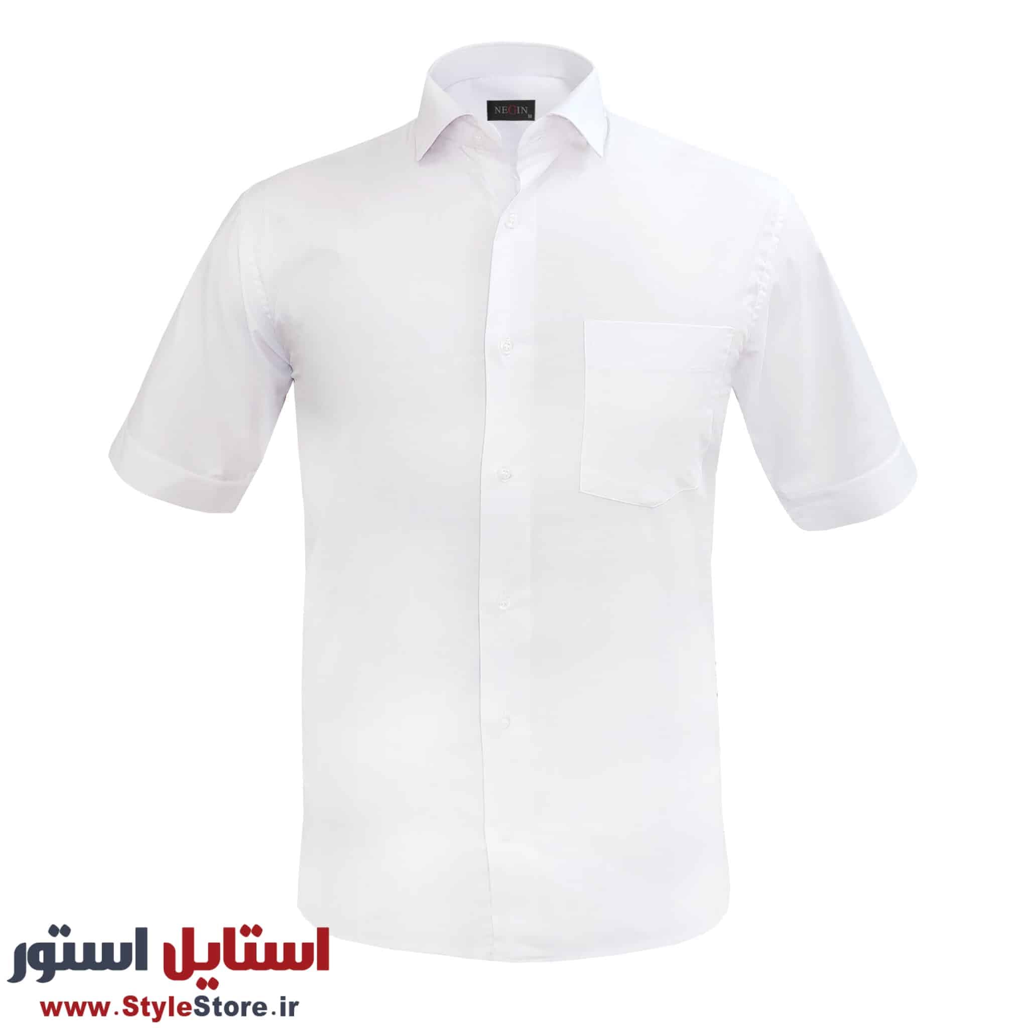 پیراهن آستین کوتاه مردانه نگین کد DAK-20845 رنگ سفید — تصویر ۸