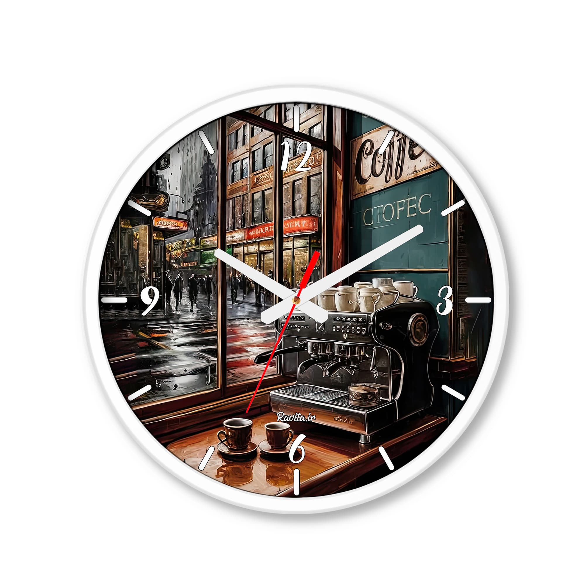 ساعت رومیزی دیواری راویتا طرح کافی شاپ – Coffee Shop کد 3723 — تصویر ۲