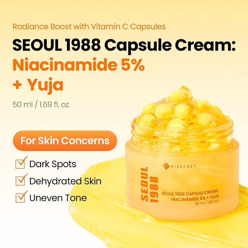 کرم روشن کننده و آبرسان کپسولی کی سیکرت K-SECRET Seoul 1988 Capsule Cream Niacinamide 5% + Yuja — تصویر ۴