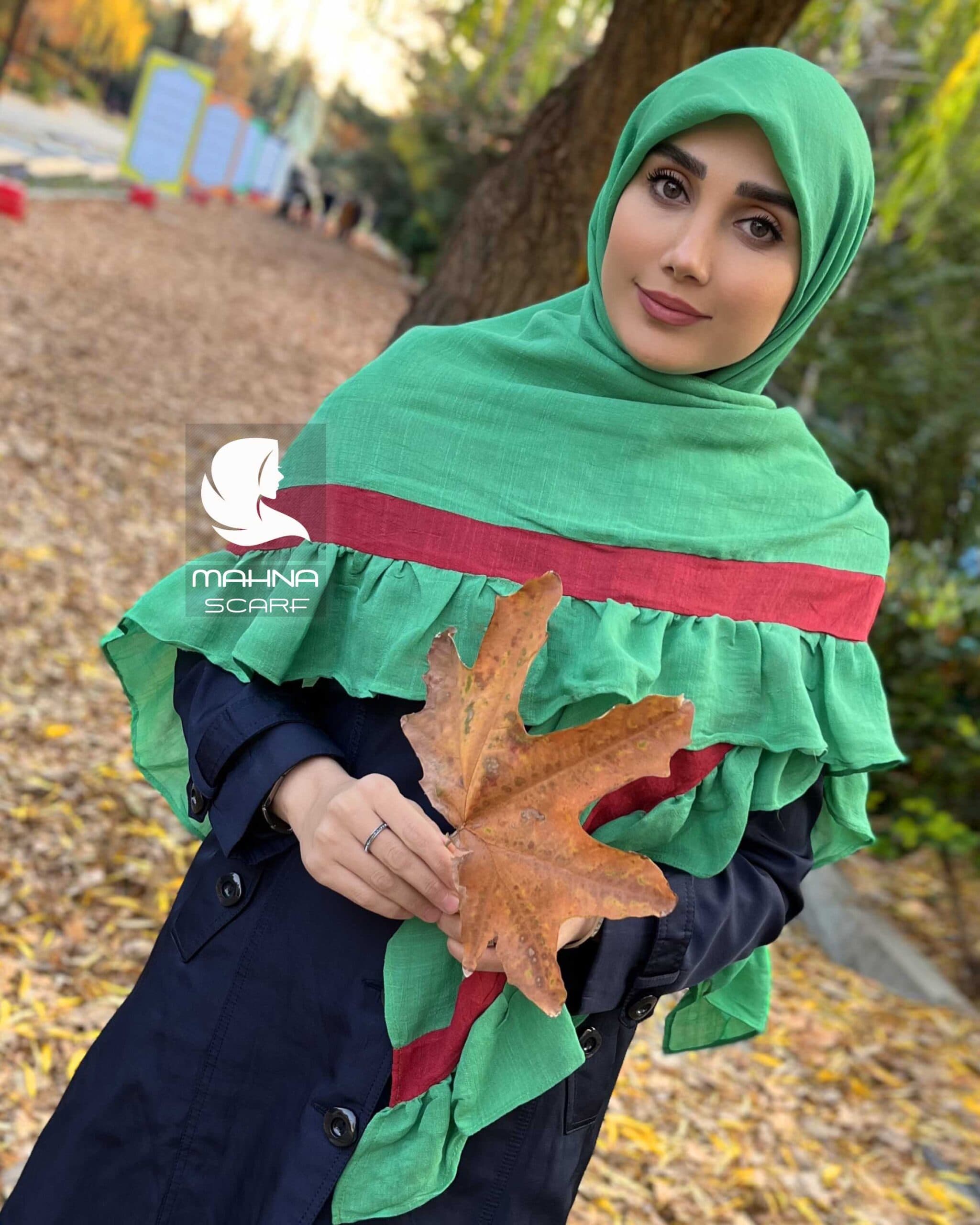 روسری چیندار دو رنگ سبز سیدی