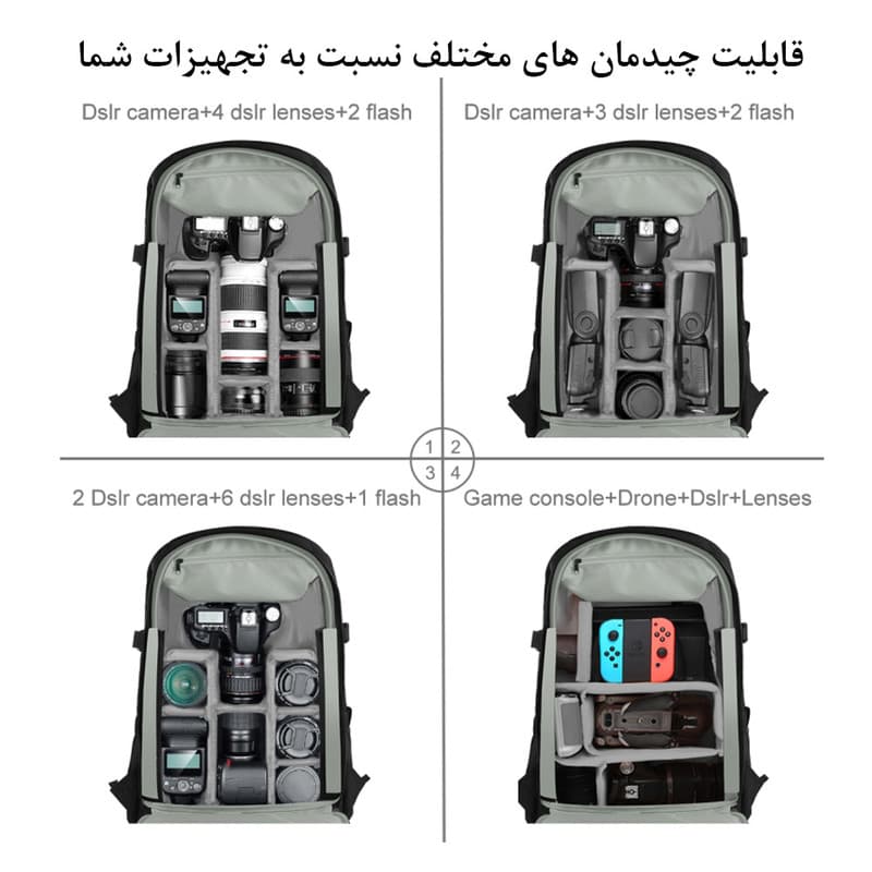 کوله پشتی دوربین پلوز مدل Outdoor — تصویر ۶