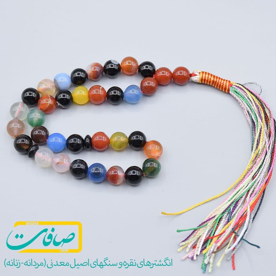 تسبیح سنگی عقیق طرح ام البنین 33 دانه سایز کوچک