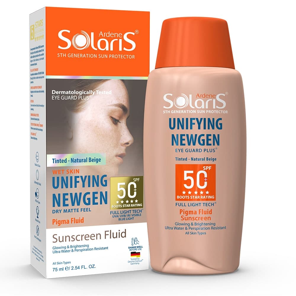 ضدآفتاب ضدلک رنگی یونی فایینگ نیوژن آردن سولاریس | +SPF50 | بژ طبیعی — تصویر ۴