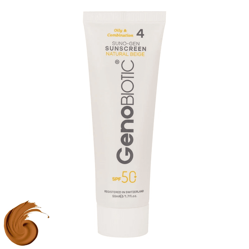 کرم ضدآفتاب رنگی ژنوبایوتیک SPF50 بژ طبیعی | مناسب پوست چرب ومختلط