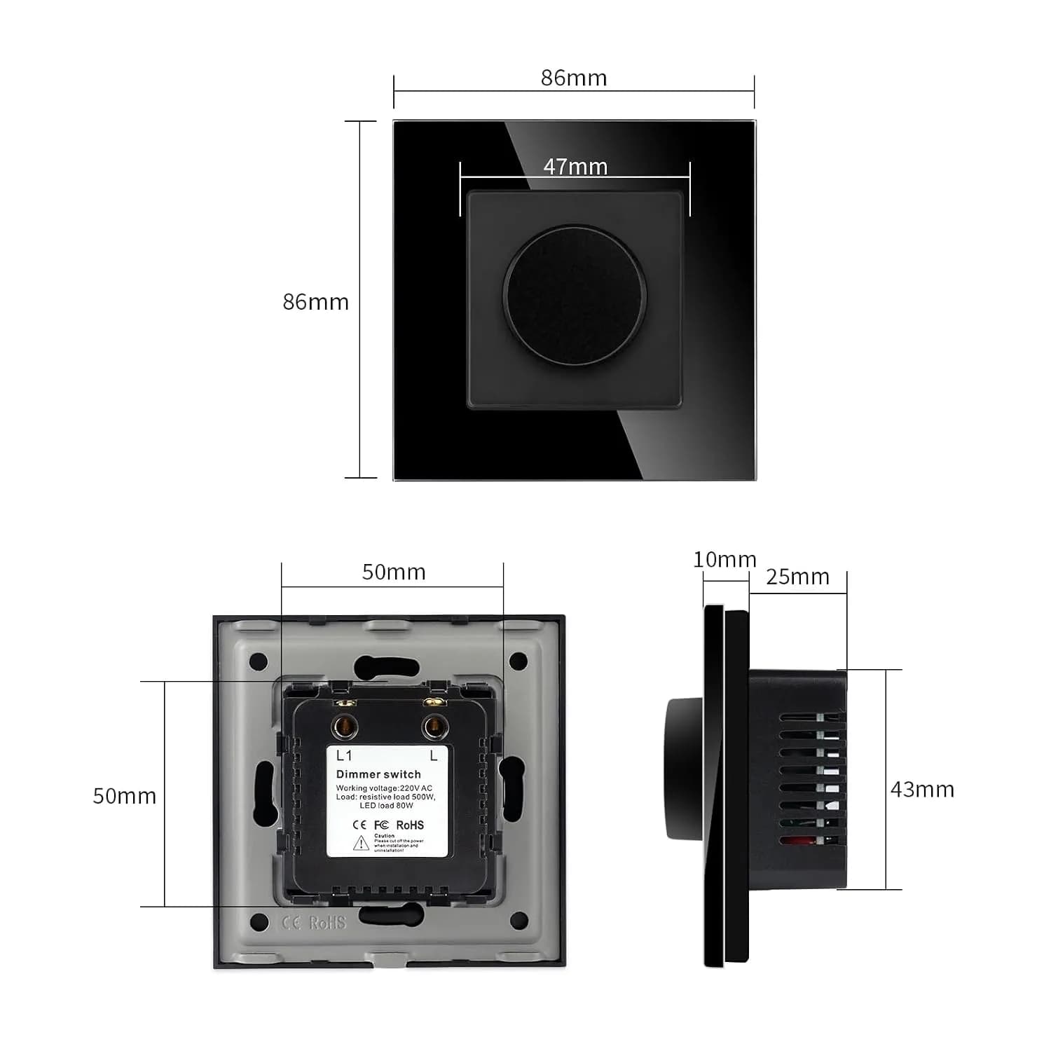 کلید دیمر چرخشی توکار برند SMART HOME مدل B0DMDYQX67 — تصویر ۷