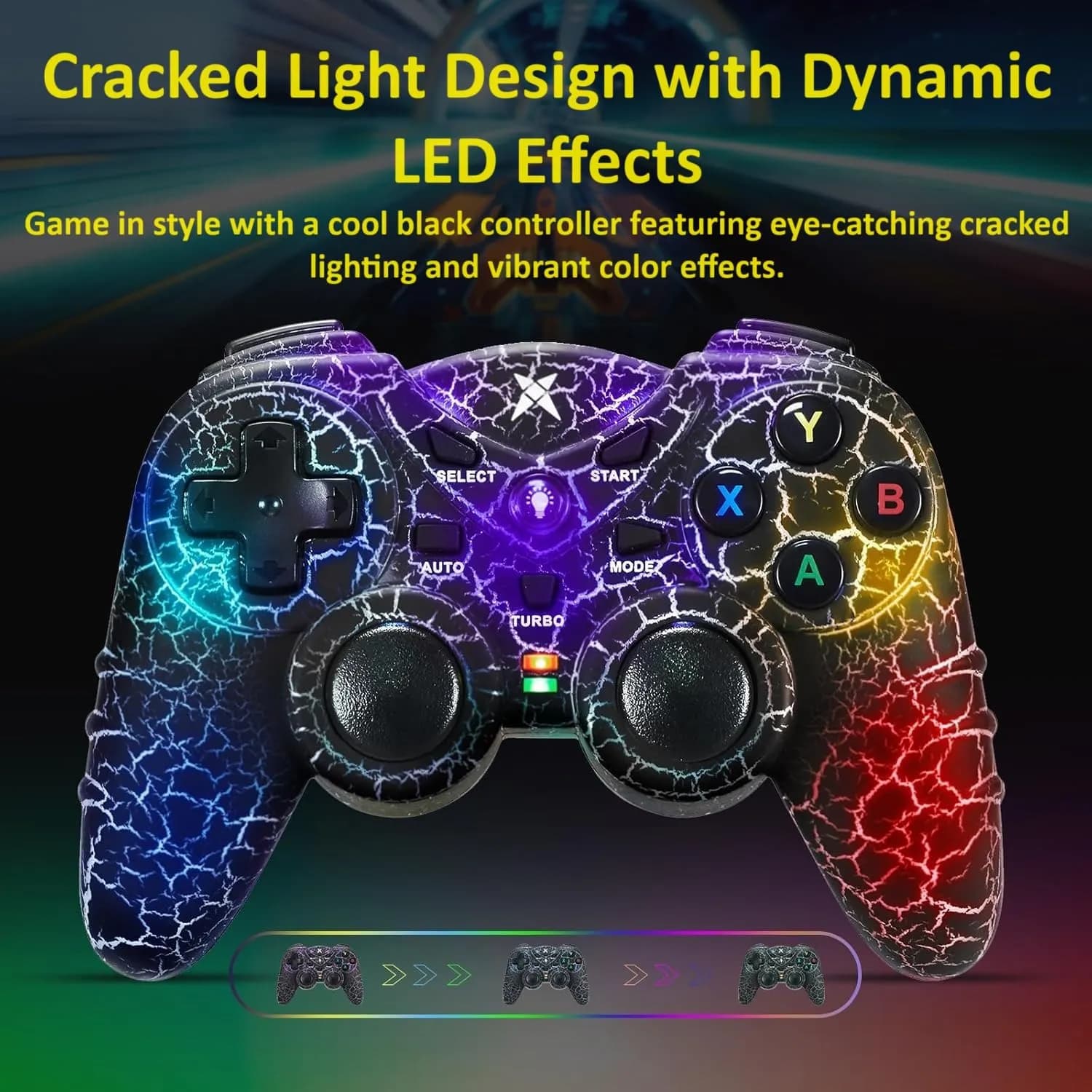 دسته بازی بیسیم NBCP مدل Light-Up Black Crack برند NBCP مدل V-1 — تصویر ۳