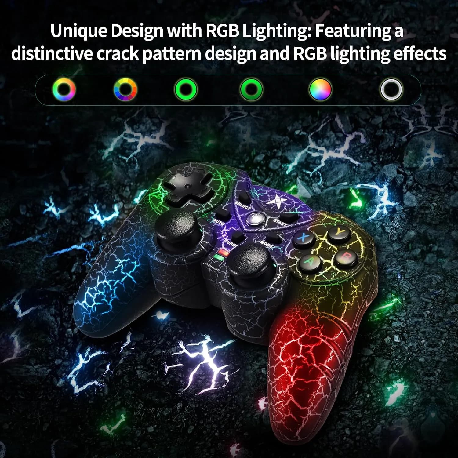 دسته بازی بیسیم NBCP مدل Light-Up Black Crack برند NBCP مدل V-1 — تصویر ۶