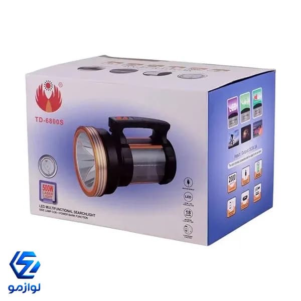 چراغ قوه نگهبانی شارژی خورشیدی TD-6800S — تصویر ۵