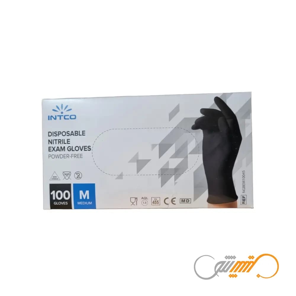 دستکش مشکی اینتکو INTCO بسته 100 عددی — تصویر ۲