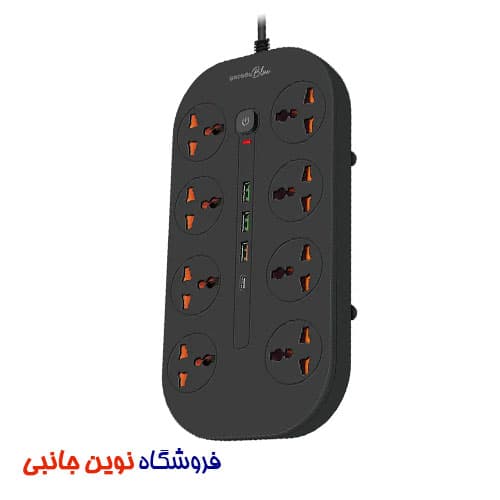 چند راهی و محافظ برق پرودو بلو مدل PB-FWCH035-BK ا Porodo Blue PB-FWCH035-BK 8 AC Power Strip (تک/عمده)