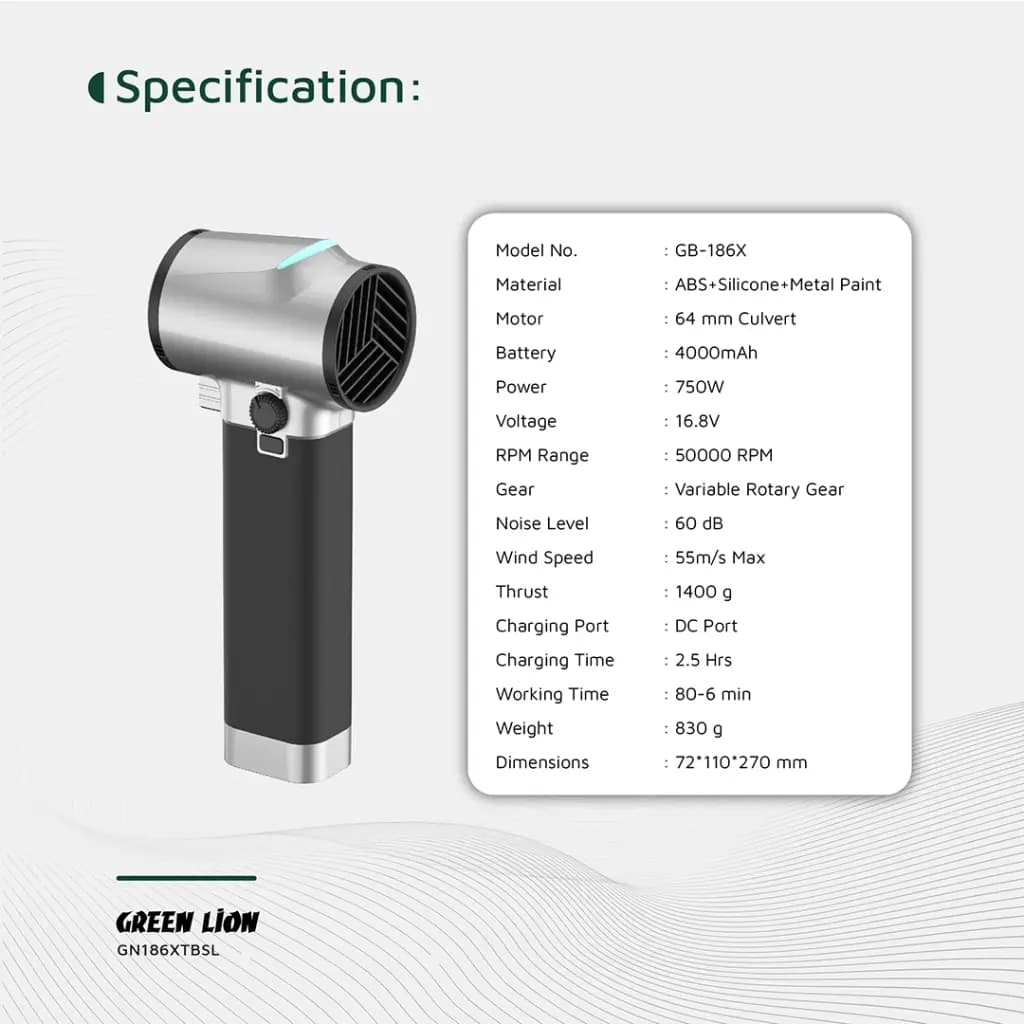 جت فن گرین لاین Green Lion GB-186X Turbo Blower GN186XTBSL — تصویر ۵