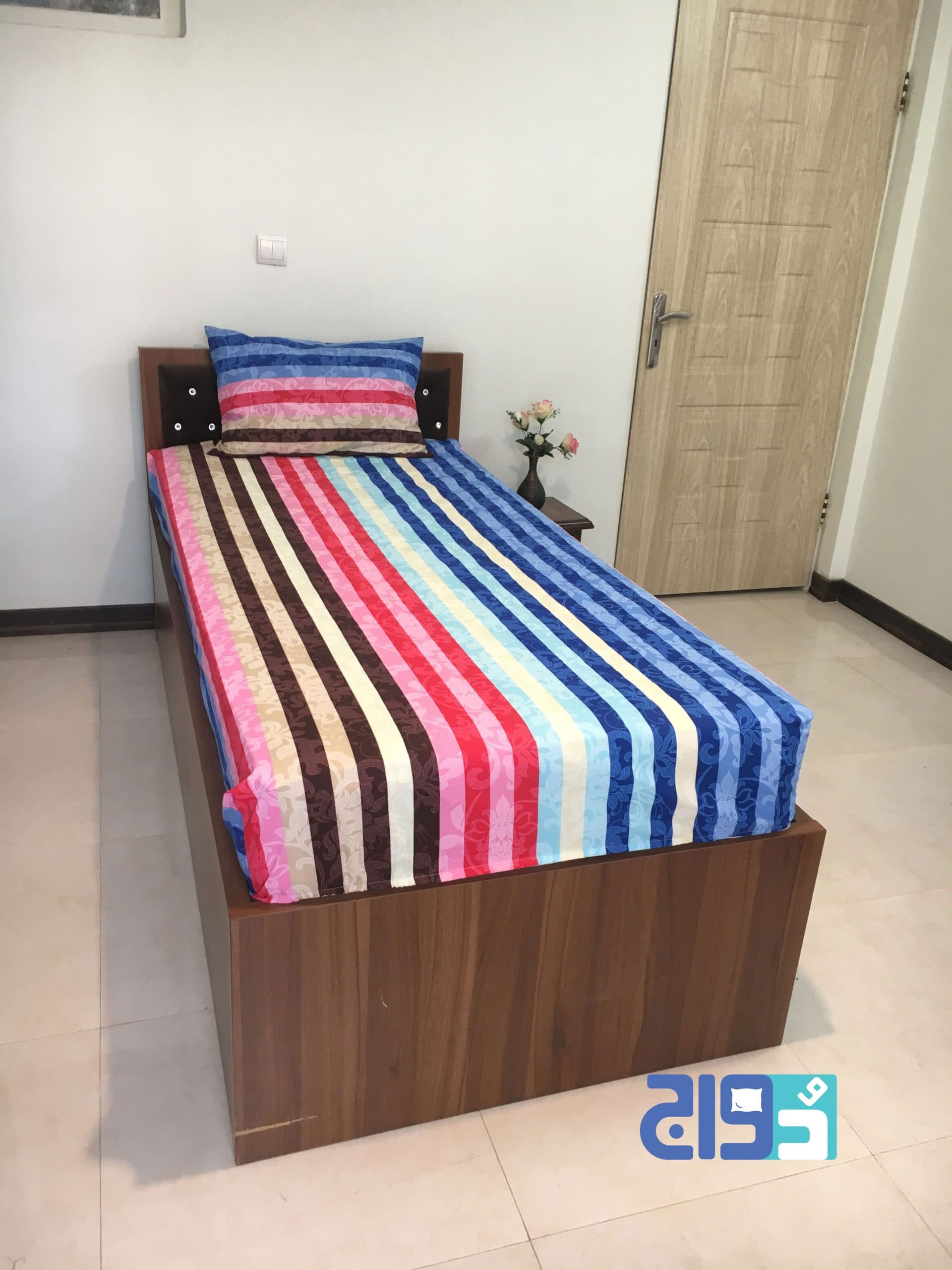روتختی کشدار تشک تک نفره پیام(آبی صورتی)
