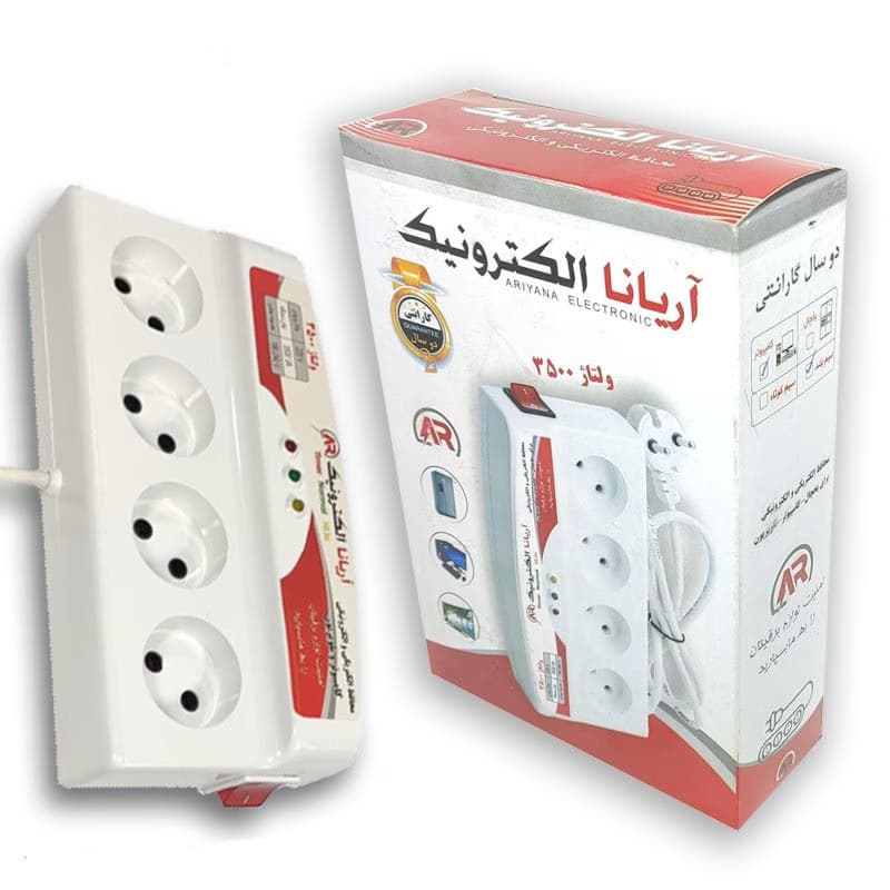 چندراهی برق و محافظ ولتاژ آریانا مدل 4 خانه کابل 3 متری — تصویر ۵