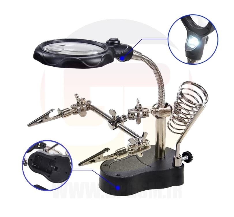 گیره مونتاژ ذره بین دار چراغ دار TE801