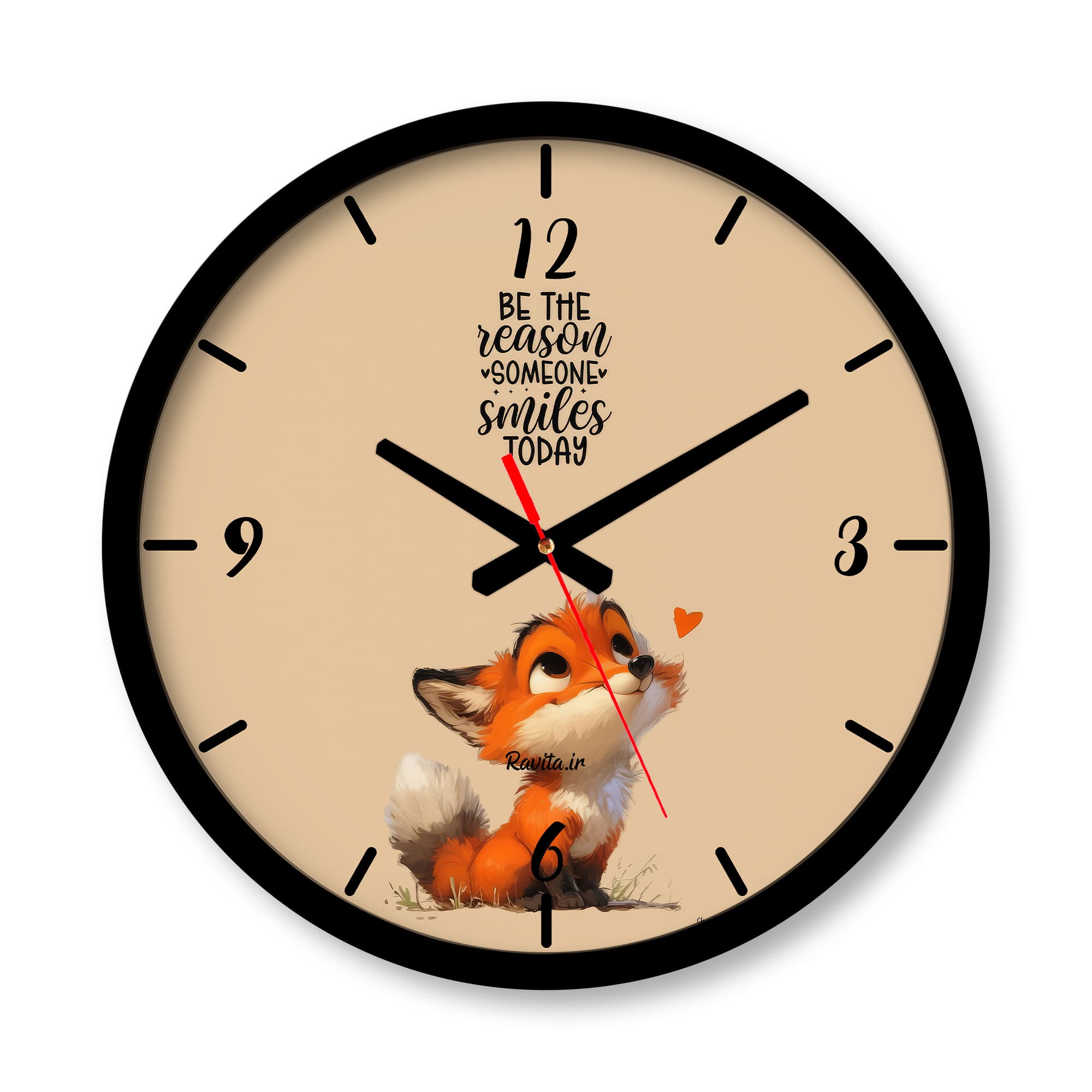 ساعت دیواری بزرگ راویتا طرح روباه – Fox کد 3710