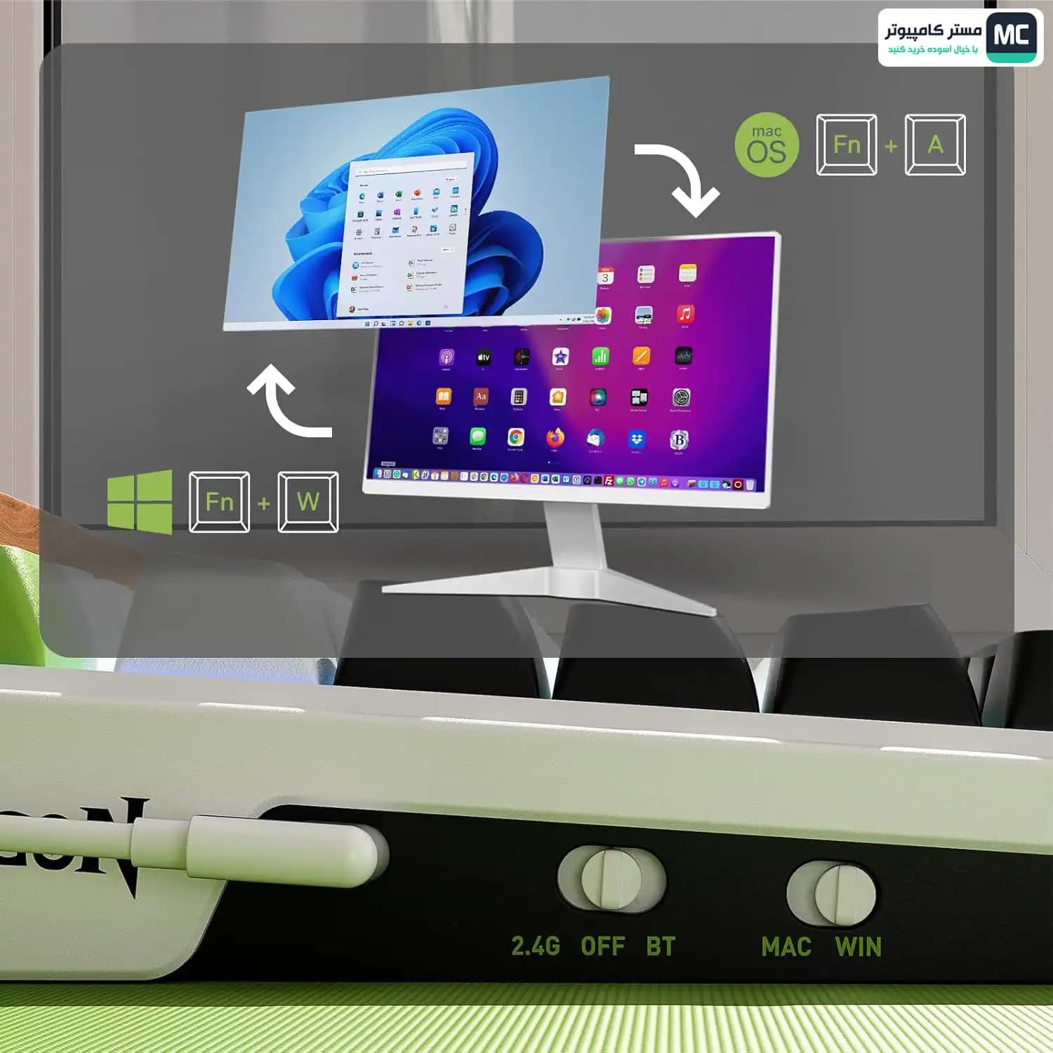 کیبورد بی سیم مکانیکال ردراگون EISA MAX K686 WBG PRO — تصویر ۶