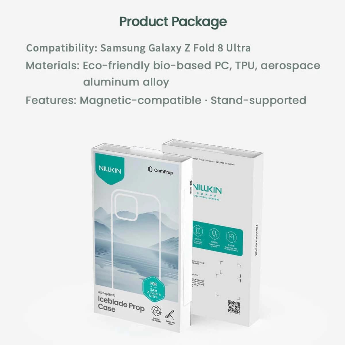 قاب کریستالی کمرا استند شیشهای Galaxy Z Fold 8 Ultra مارک نیلکین مدل Iceblade Prop — تصویر ۷