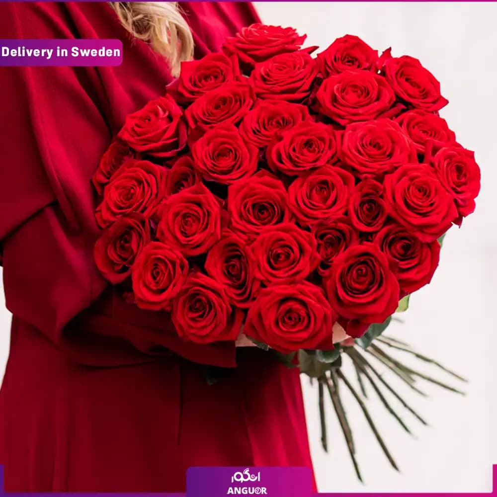 دسته گل 20 شاخه رز قرمز (ارسال گل به سوئد ) — تصویر ۳